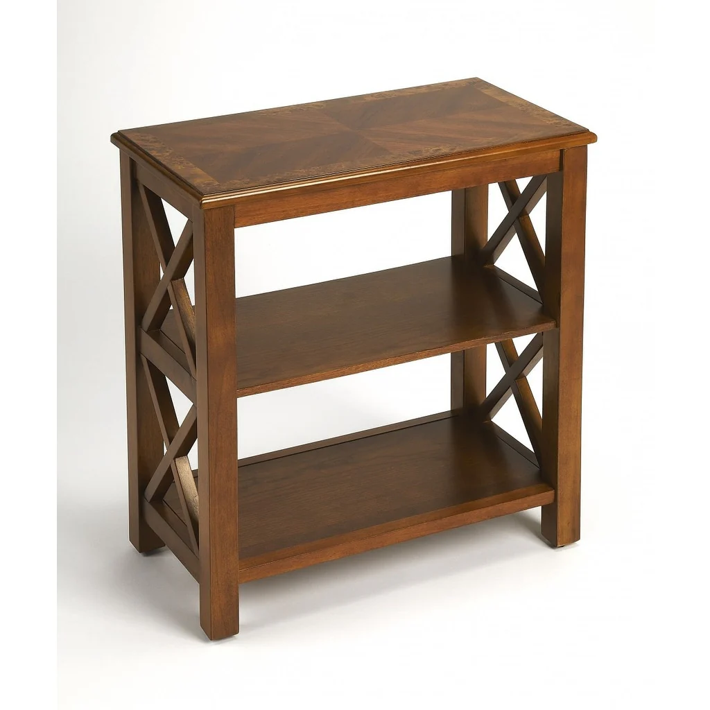 HomeRoots25 Brown Two Tier Standard Bookcase - 22