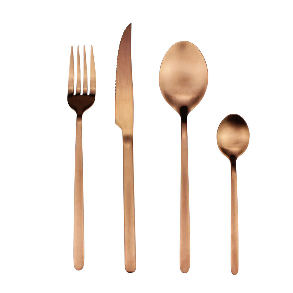 Ménagère 16 pièces inox marron cuivré