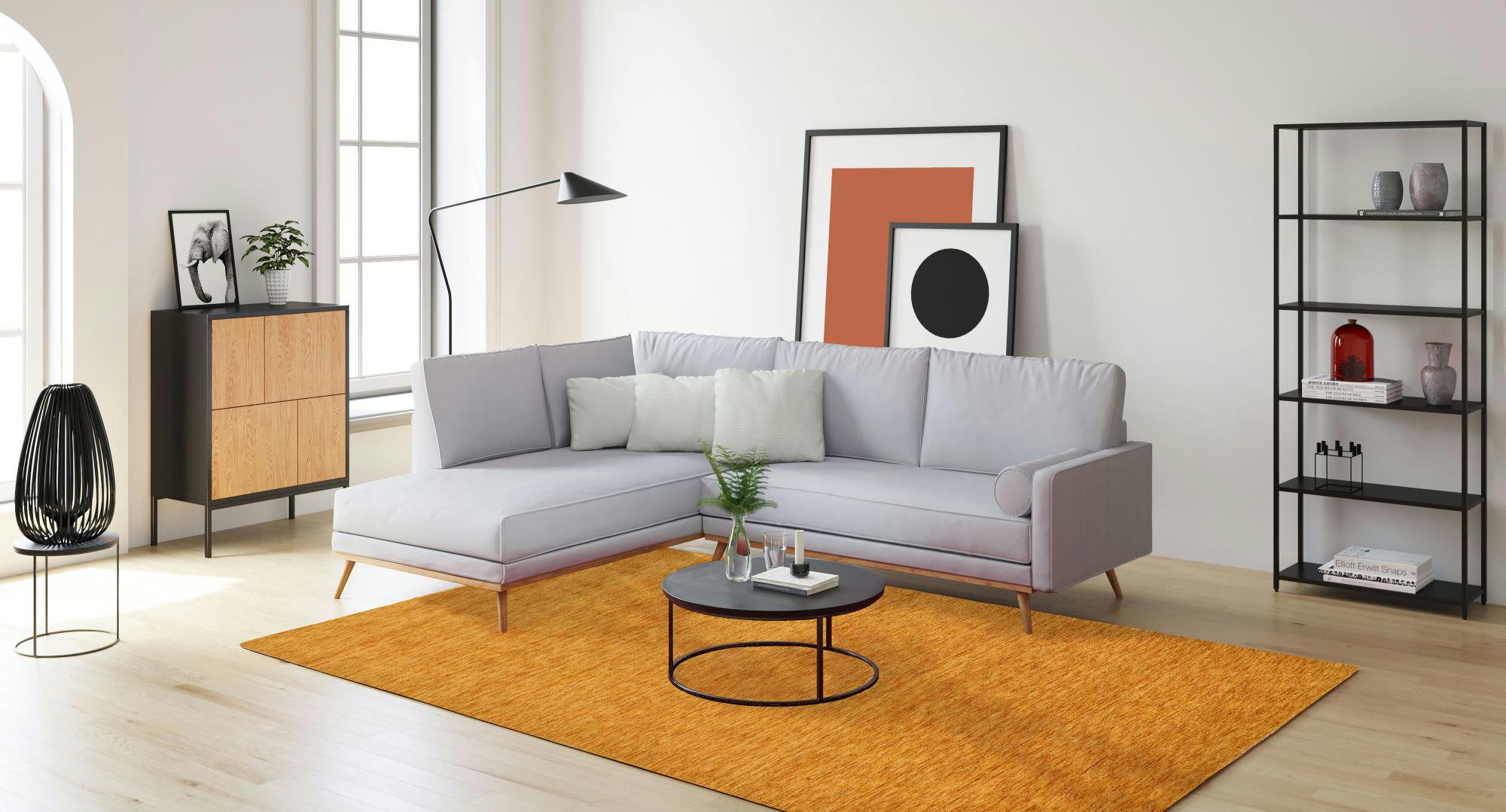 HOLI - Tapis salon - tissé main - 100% laine naturelle - or 250x350 cm