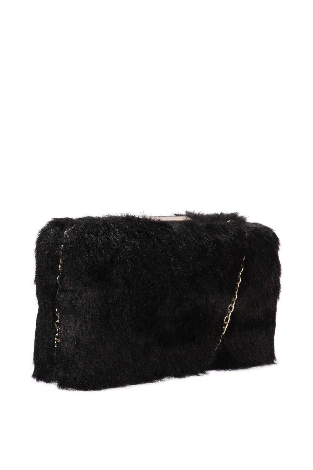 Claudia Canova Faux Fur Clutch Bag & Chain