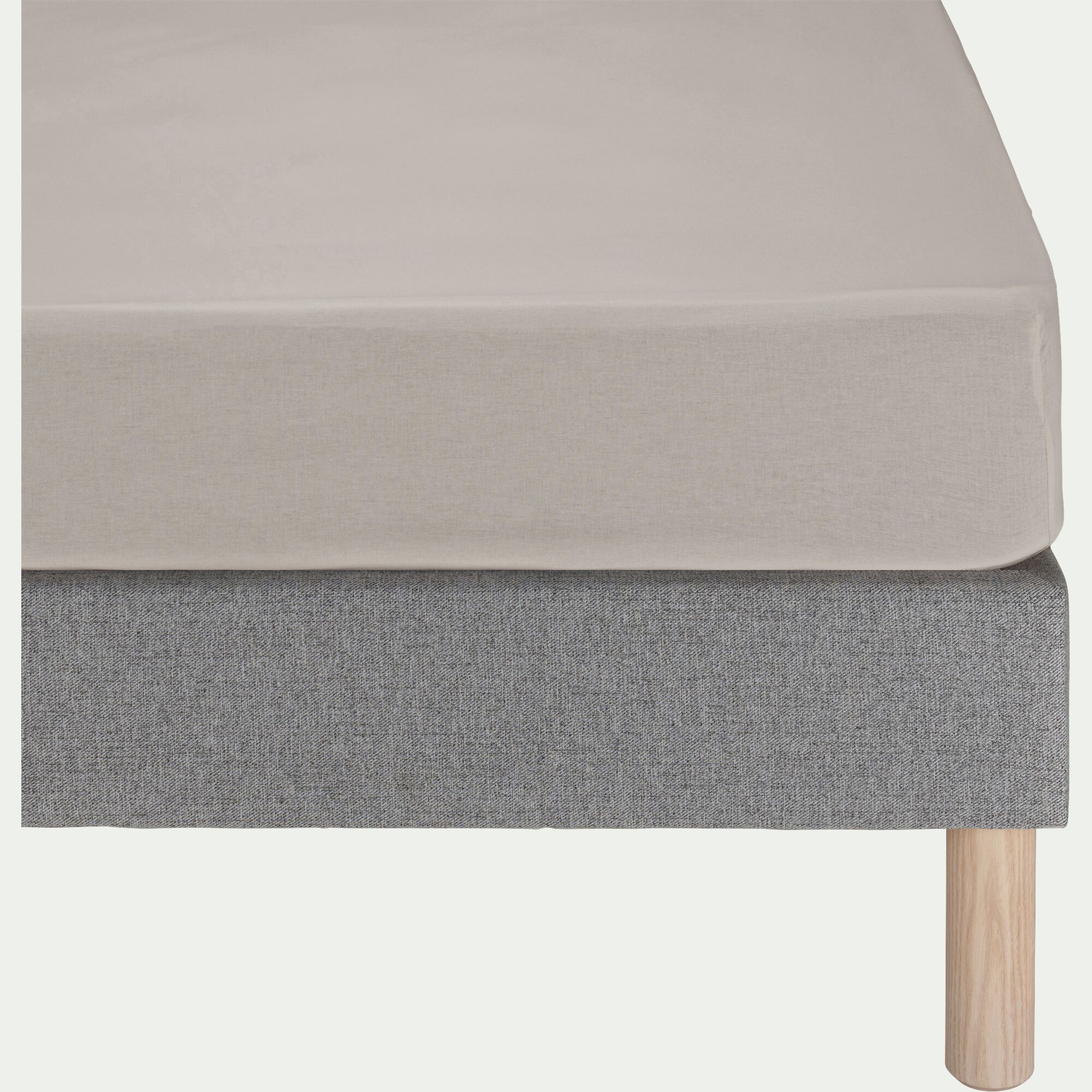 EOLI - Drap housse en coton 90x200cm B30cm - gris vésuve