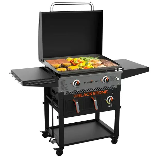 💥Clearance Sale🔥Blackstone 2-Burner 28 Griddle with Electric Air Fryer and Hood