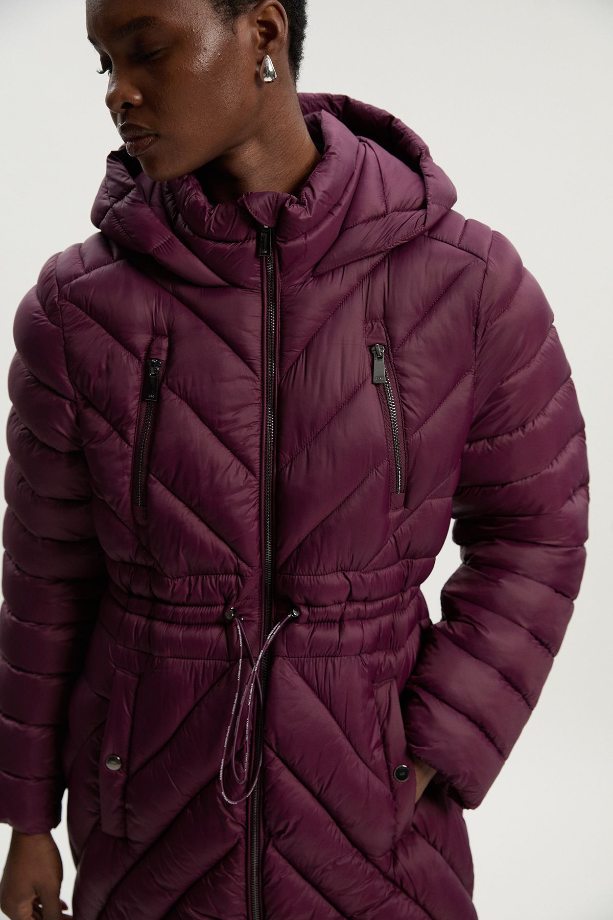 KarenMillen Lightweight Knee Length Packable Coat