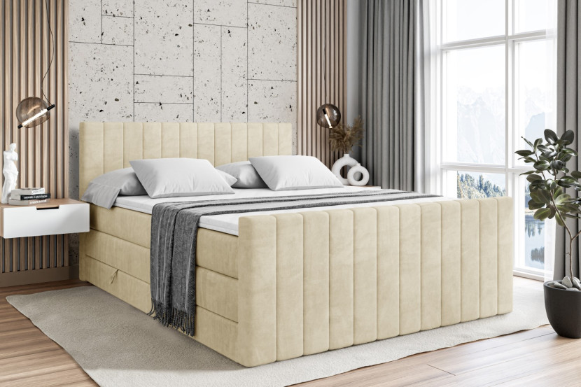 Łóżko kontynentalne z pojemnikiem i materacem H3|H4 EDITA-Z KING 120x200cm