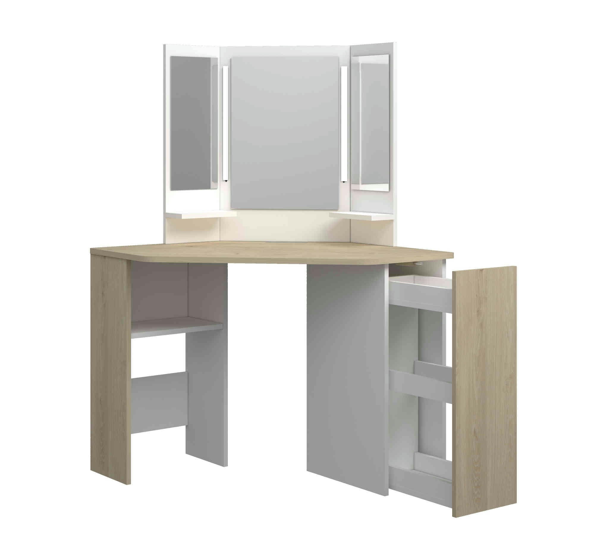 - Coiffeuse avec miroir bois naturel