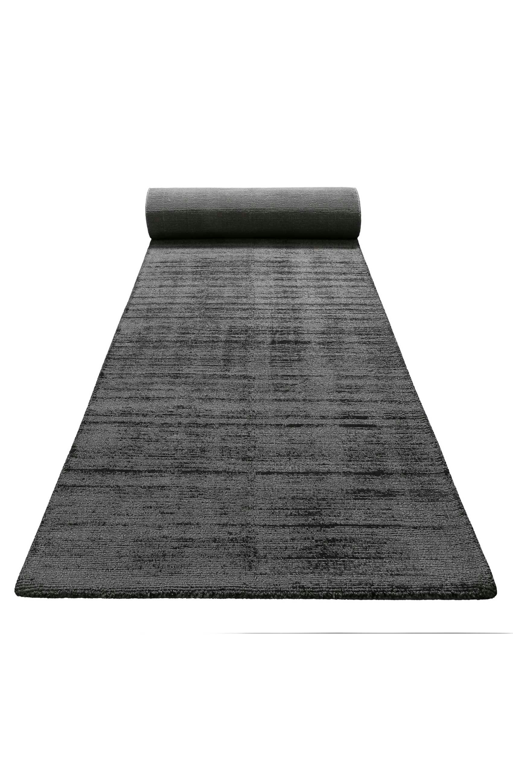 MIRAMONTI - Tapis de couloir à poil ras effet soie anthracite 80x400