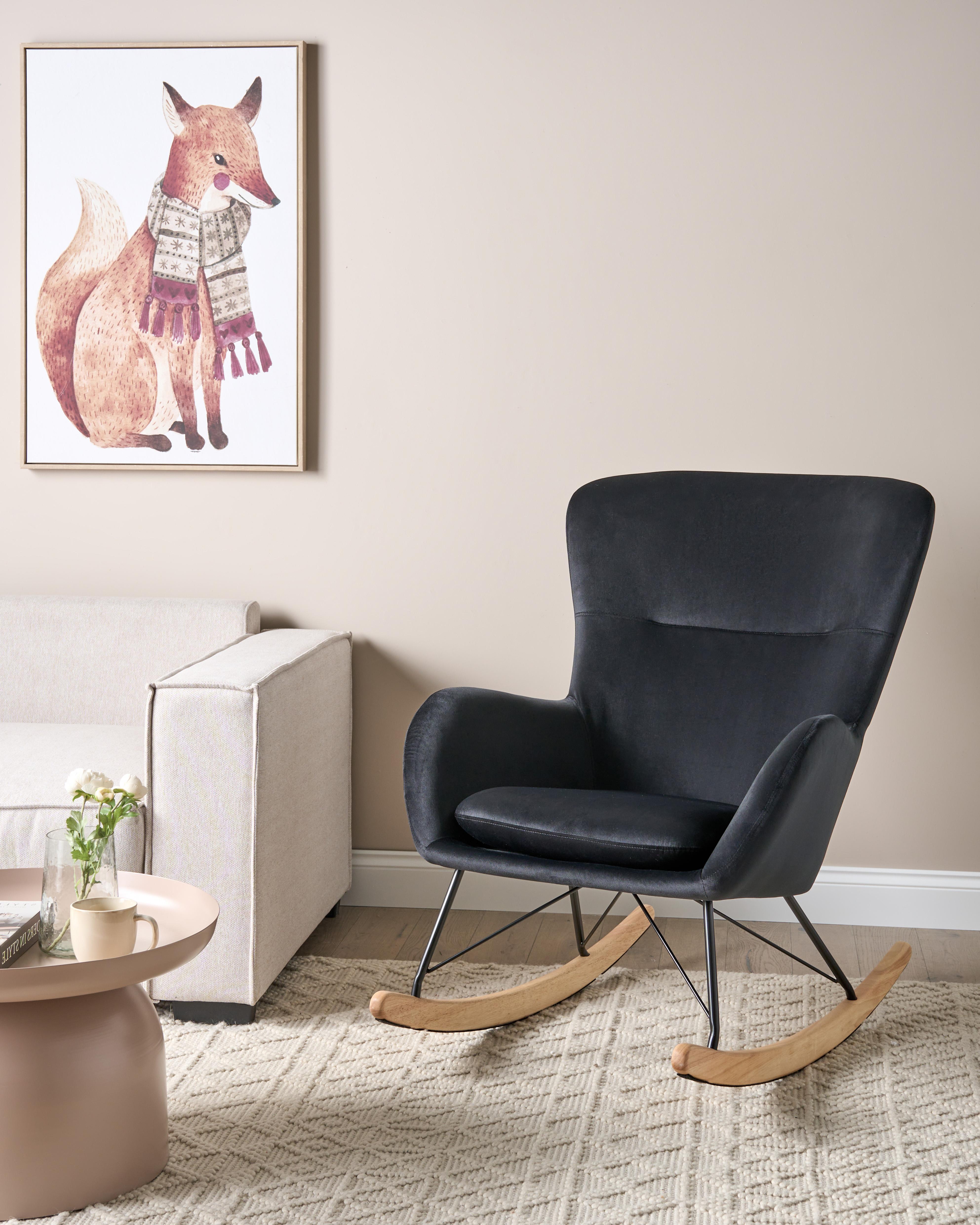 Rocking Chair ELLAN Velvet Black