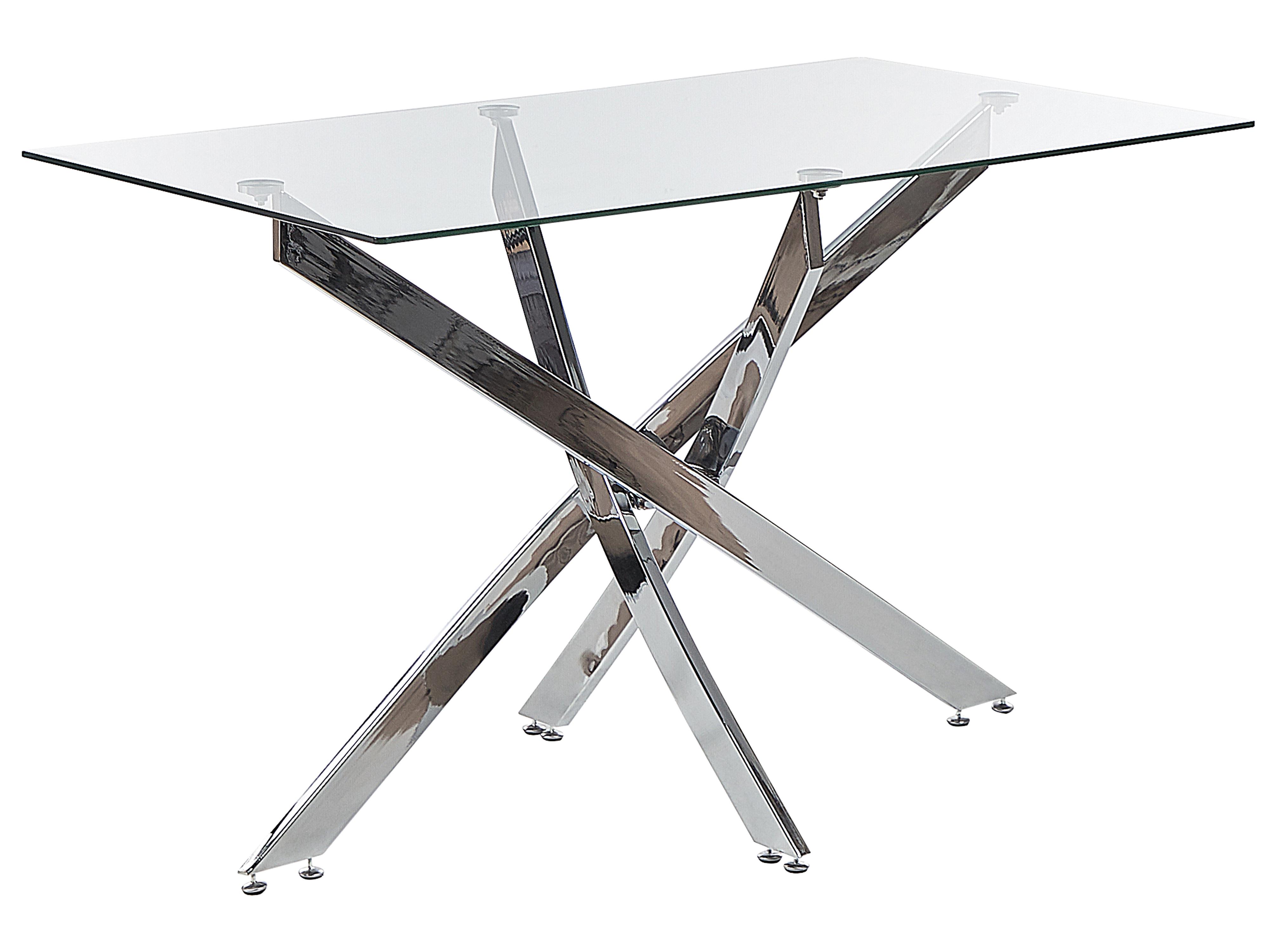 Dining Table MARAMO Silver 120 cm 70 cm Tempered Glass