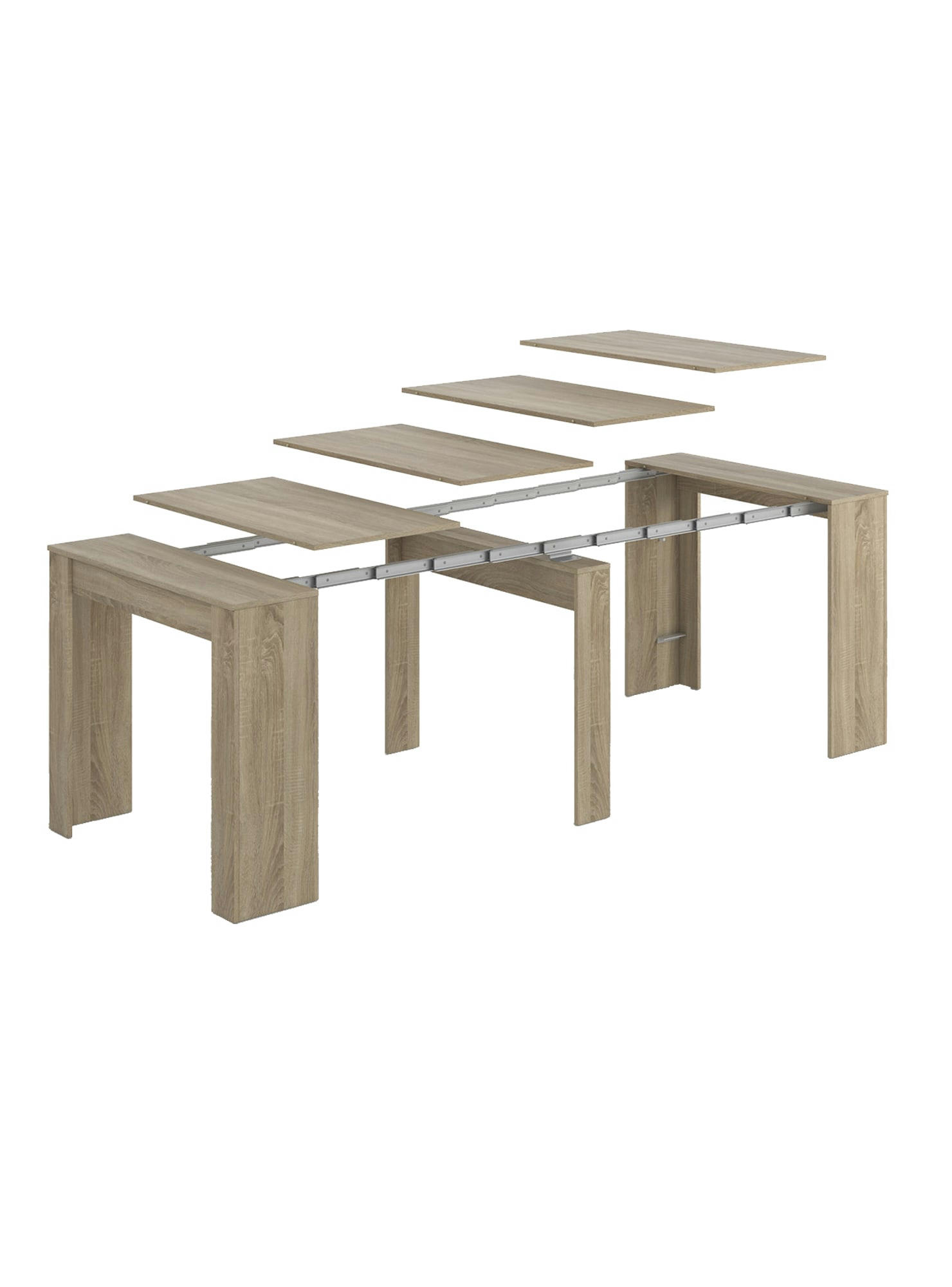 DILUNA - Table extensible effet bois 51/237x90 cm chêne