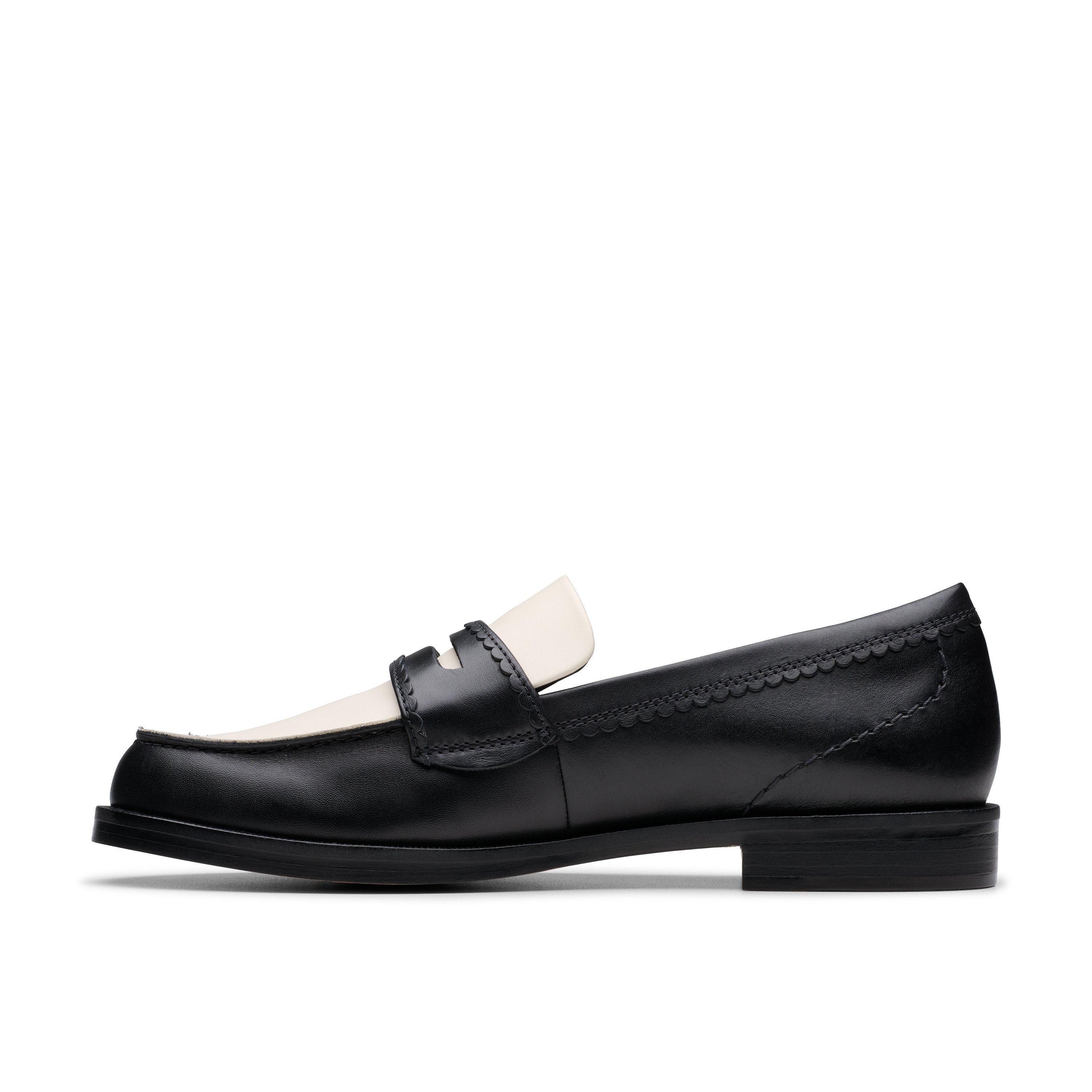 Clarks Straven Edge Black Combination Leather Slip Ons,Loafers