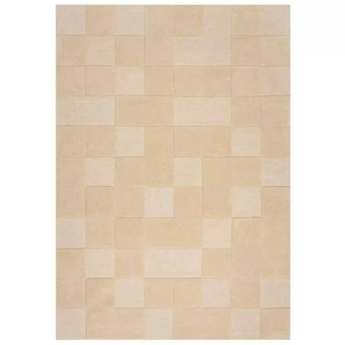 CHECKO - Tapis de salon en laine beige 160x230 cm
