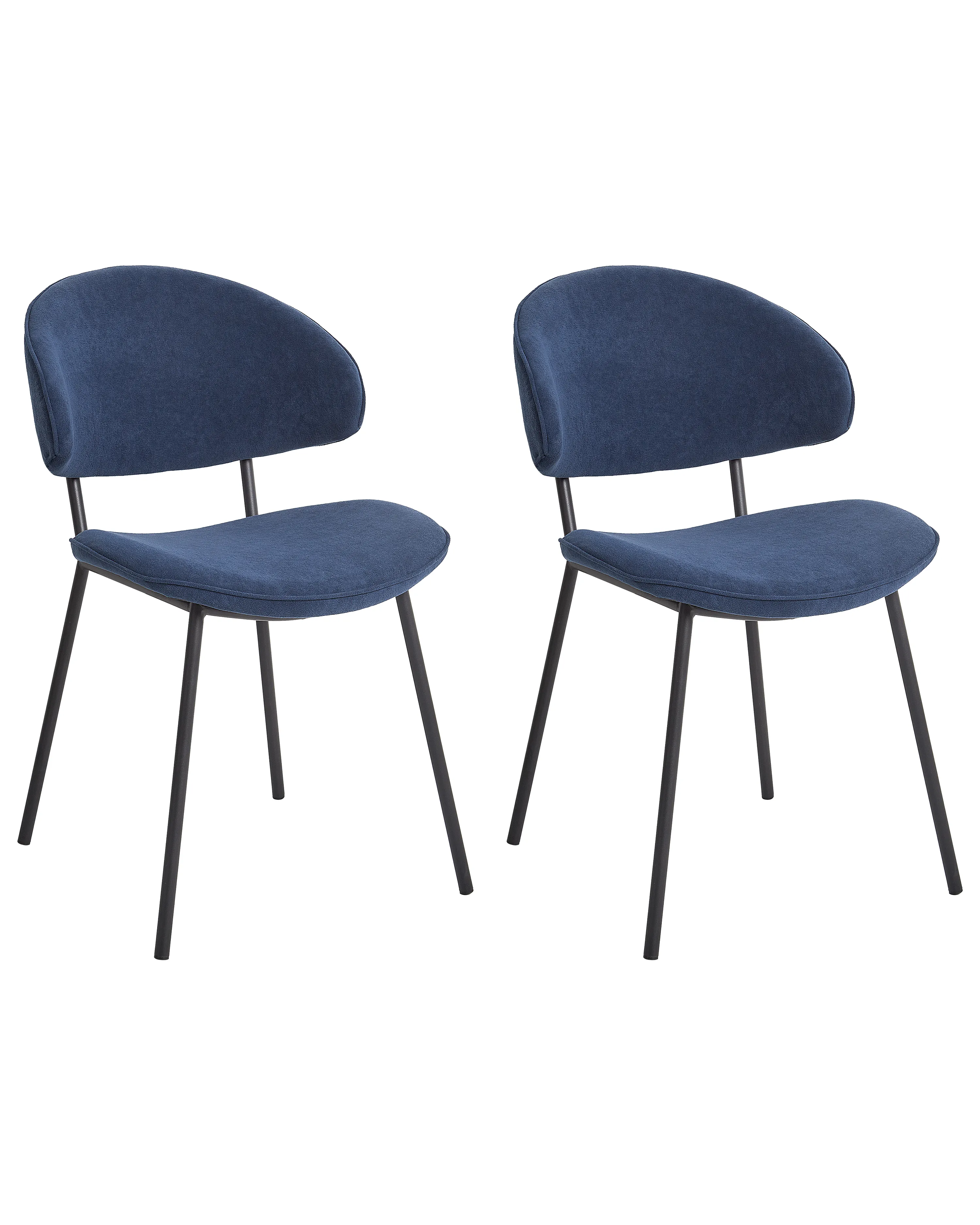 Set of 2 Dining Chairs KIANA Fabric Dark Blue