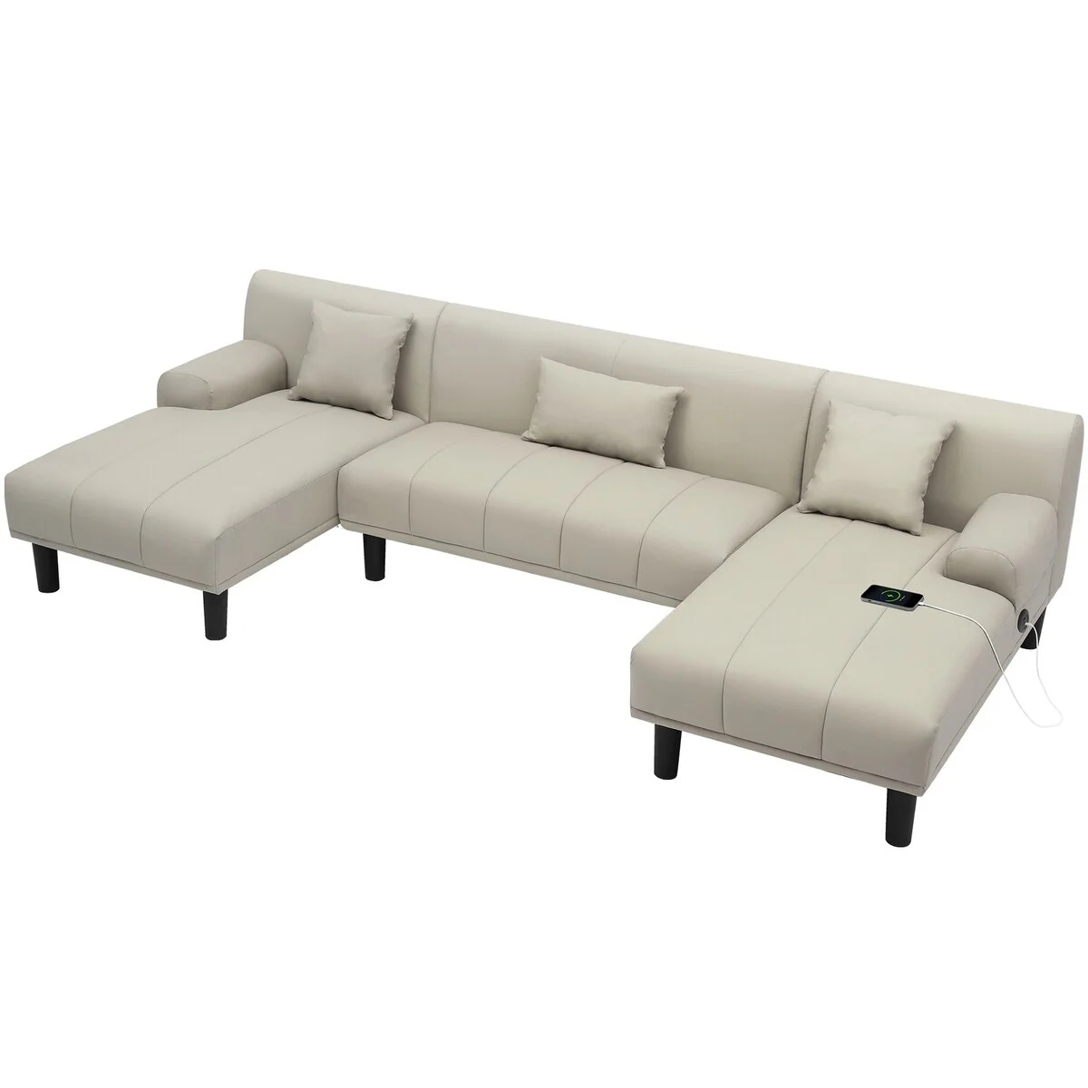 Moasis 106 PU Sectional Couches U Shaped Sofa Modern Modular Couch - 106.3 L x 45.6 W x 26.7 H
