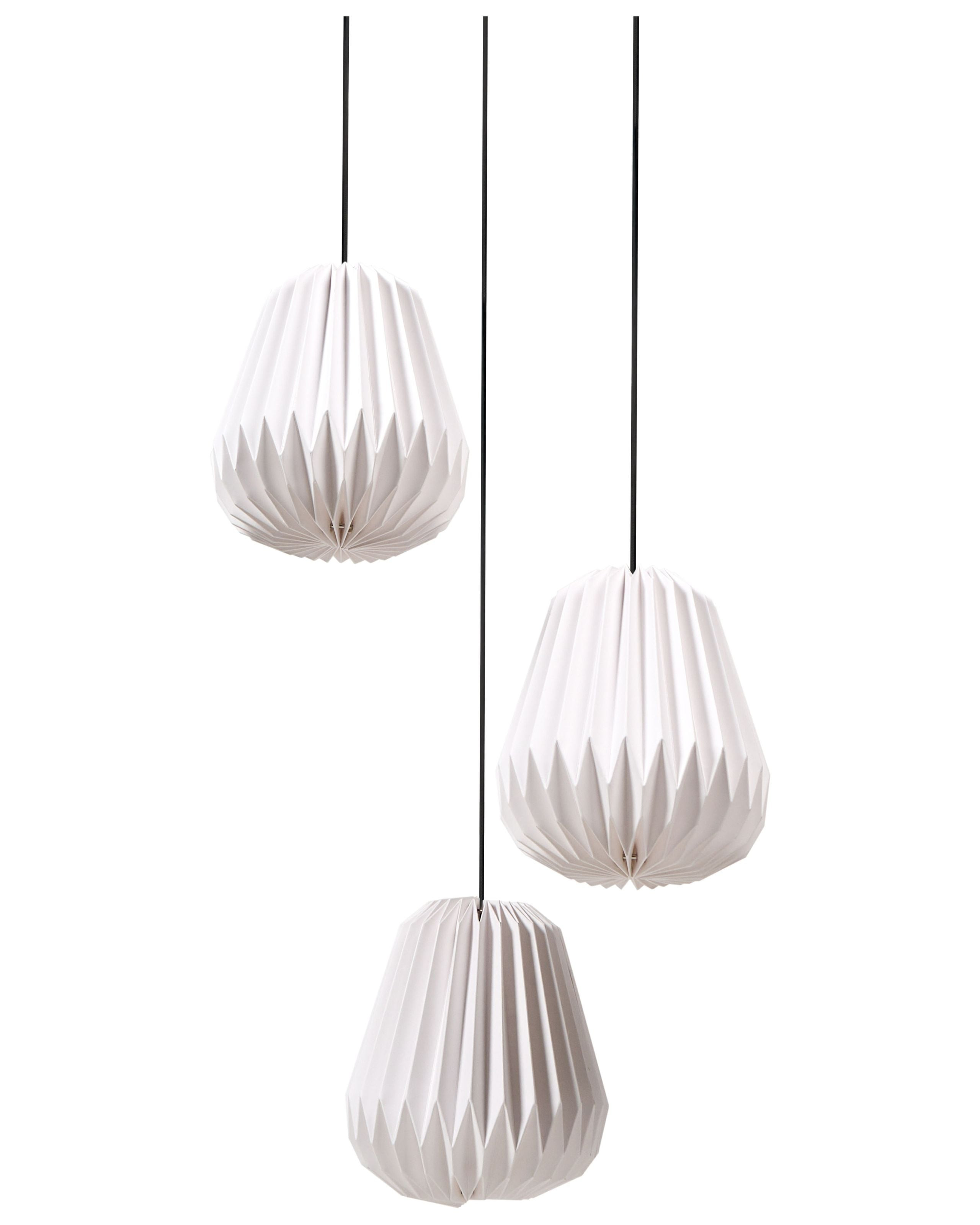 3-punktowa lampa wisząca papierowe klosze biała