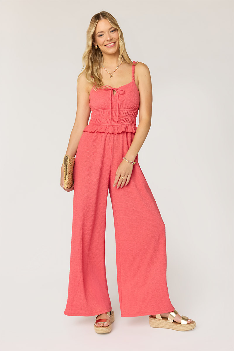 Terry Ruffle Trim Jumpsuit