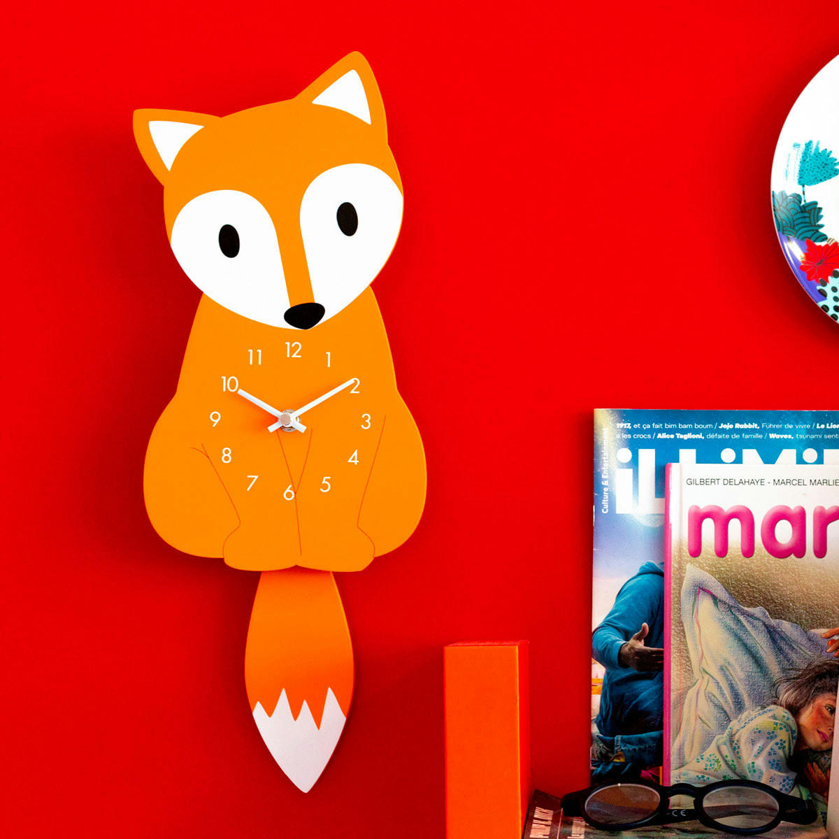 DANCING CLOCK - Horloge renard 31x16,5x4cm