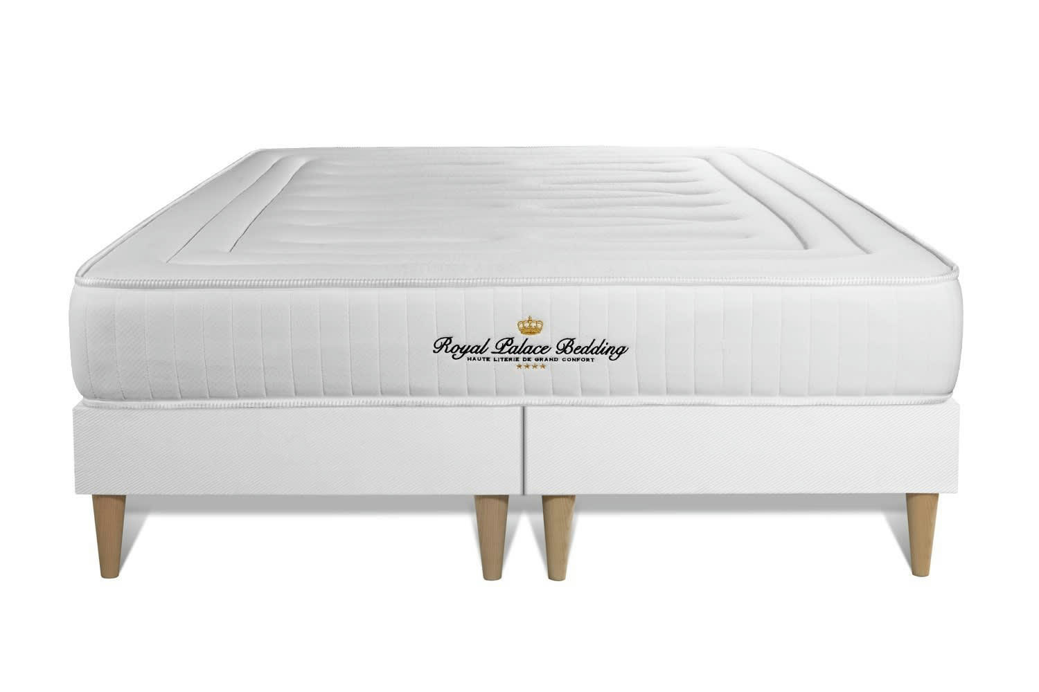 LANCASTER - Ensemble 180x200 Ressorts et mémoire de forme sommier Blanc