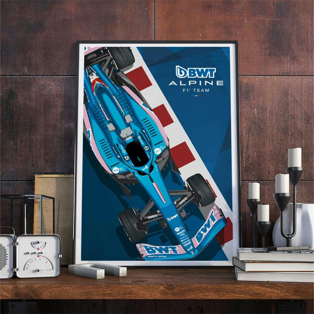 AUTO-MOTO - Affiche F1 -  BWT Alpine F1 Team 2022  A522 Circuit   40x60 cm