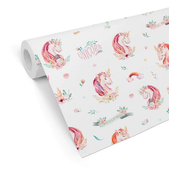 Vliestapete »Kinder Vliestapete«, Baby Einhorn Prinzessin Rosa, mehrfarbig, matt