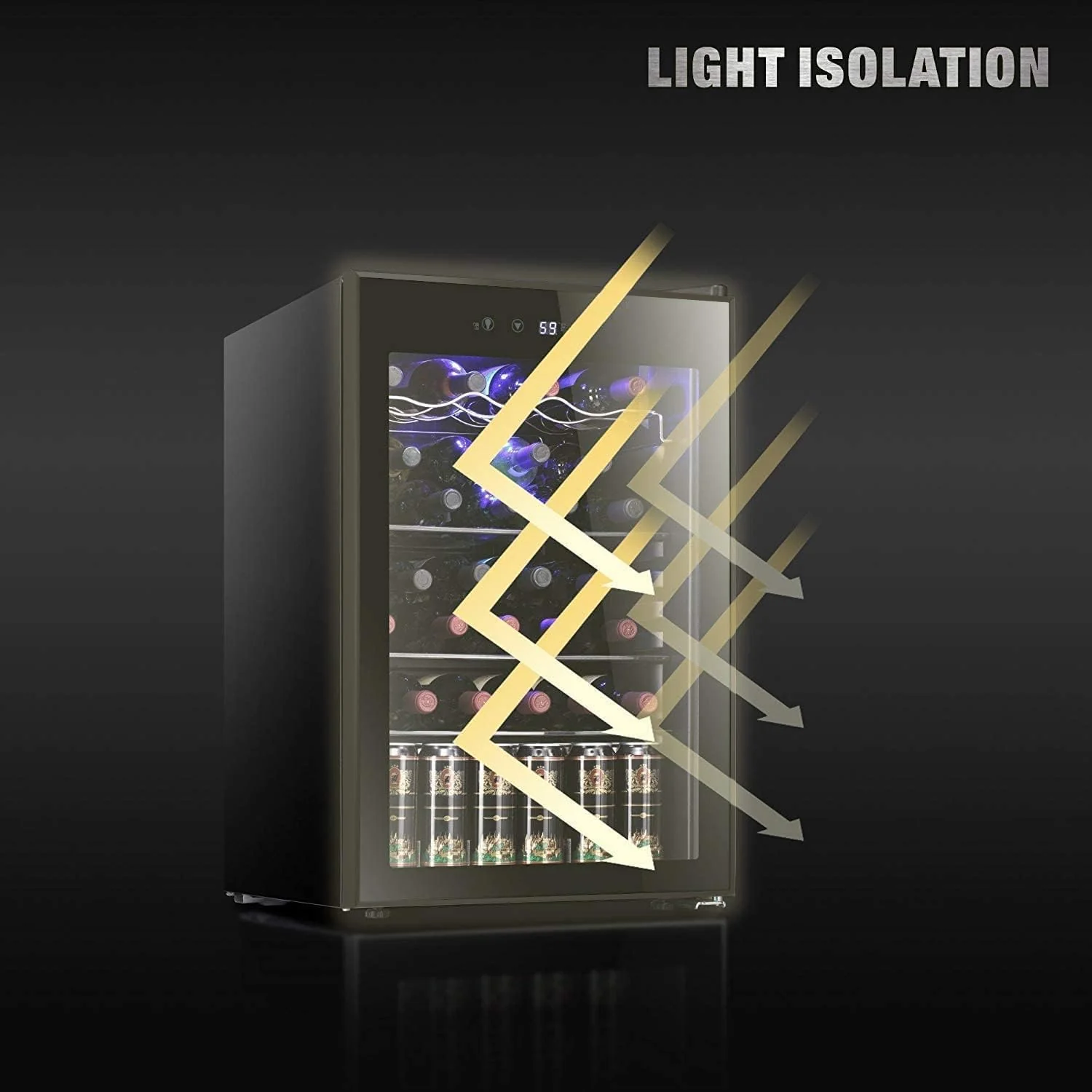 Antarctic Star 36 Bottle Wine Cooler/Cabinet BeverageRefrigerator Small Mini Wine Cellar Beer Soda Bar Fridge Quiet Operation Compressor Adjust Temperature Freestanding Black, 4.4 Cu. ft(3.2 Cu. ft)