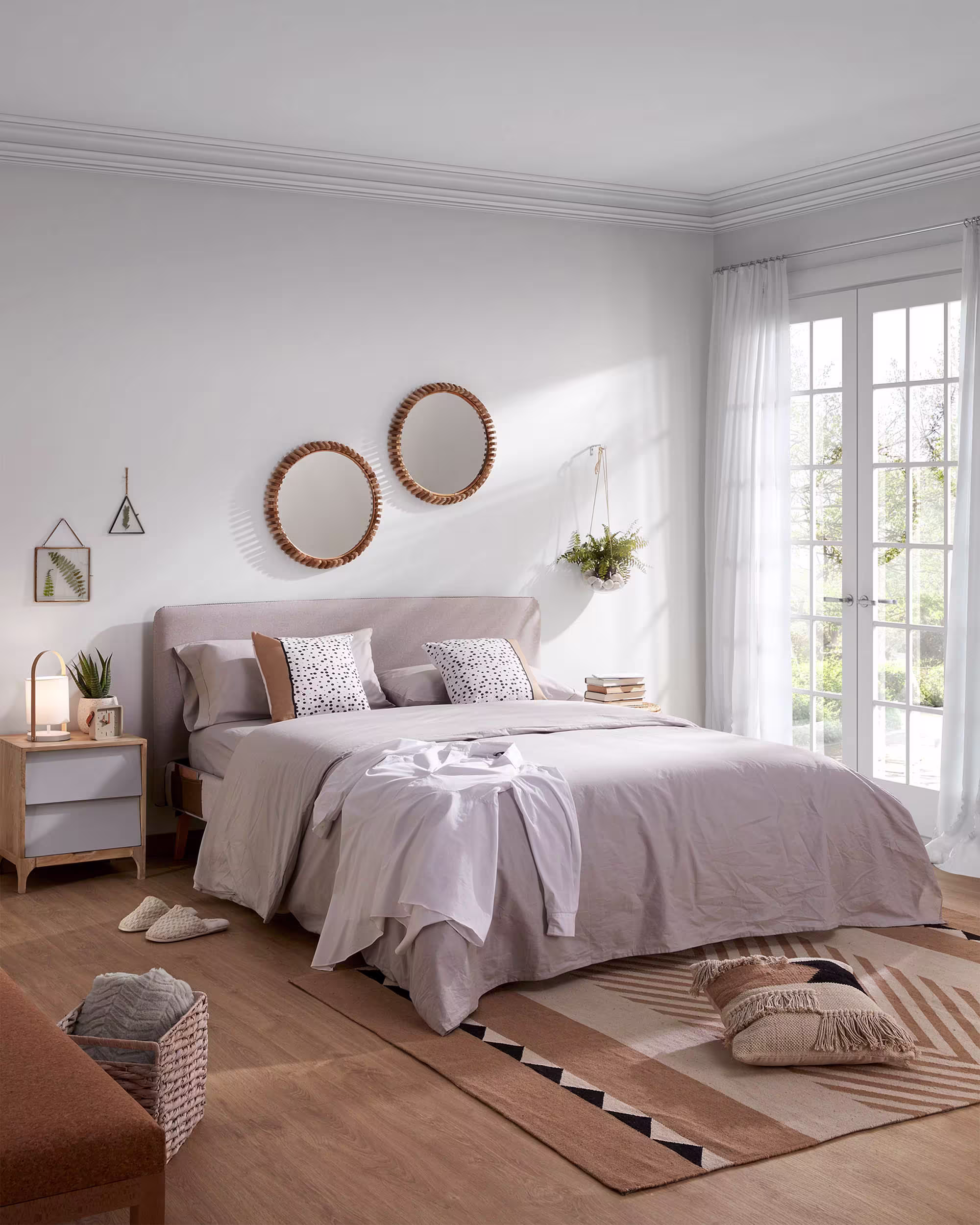 Cabecero desenfundable Dyla beige para cama de 150 cm