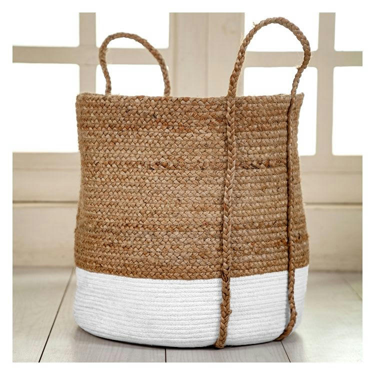 VIVI - Panier en jute naturelle et blanc