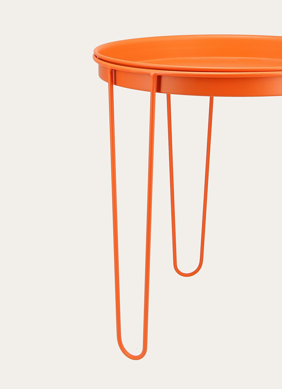 TABLE D'APPOINT EN MÉTAL AVEC PLATEAU AMOVIBLE ORANGE
