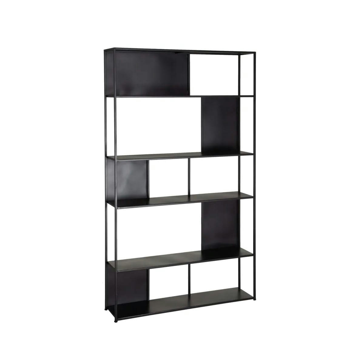 - Étagère Bibliothèque en Métal Noir Géométrique - L100cm