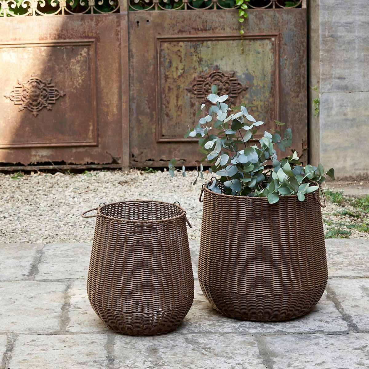 - Set de 2 jardinières en polyrotin