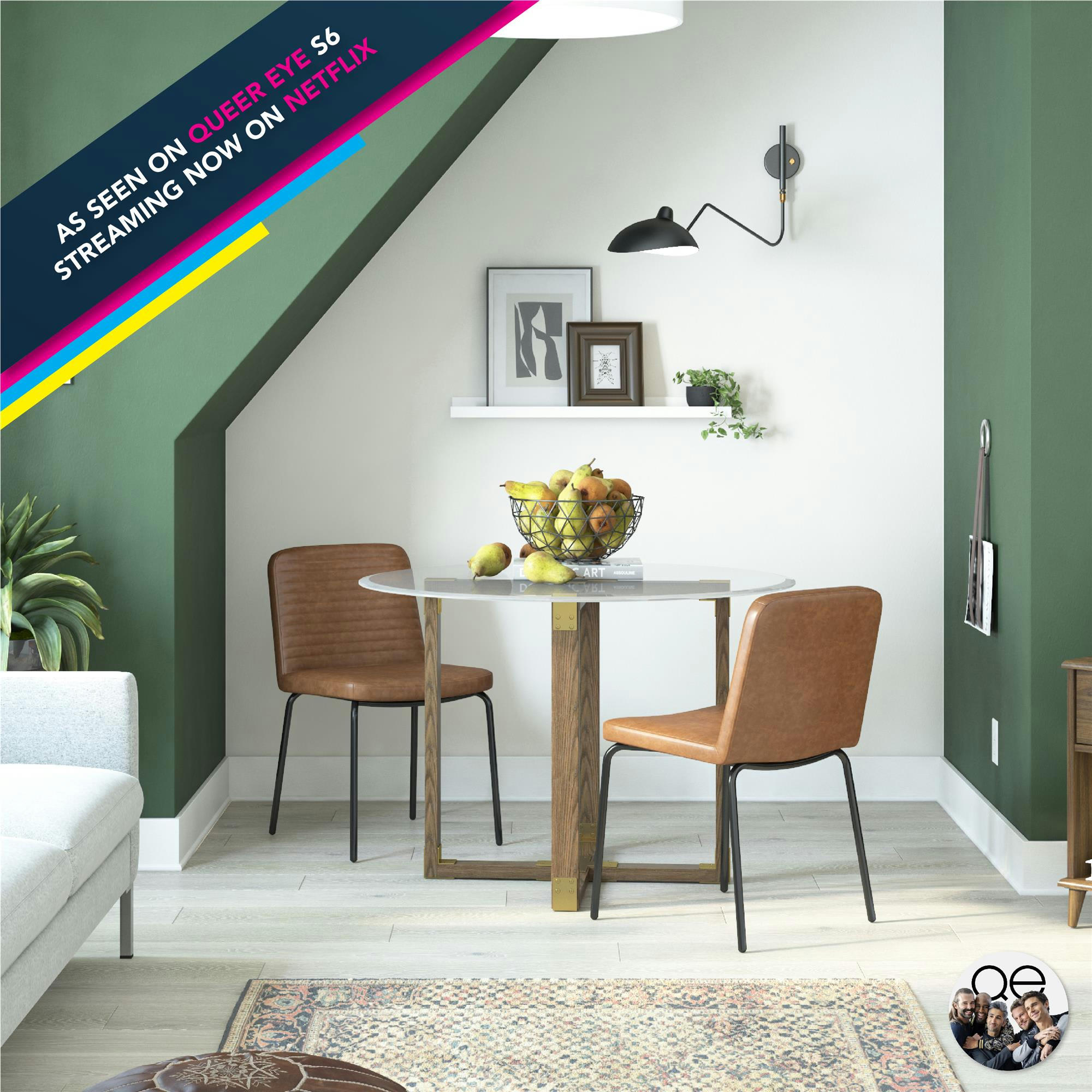 COREY - Chaises de salle à manger Lot de 2 en simili cuir Camel