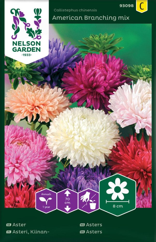 BLOMSTERFRØ NELSON GARDEN ASTERS AMERICAN BRANCHING MIX