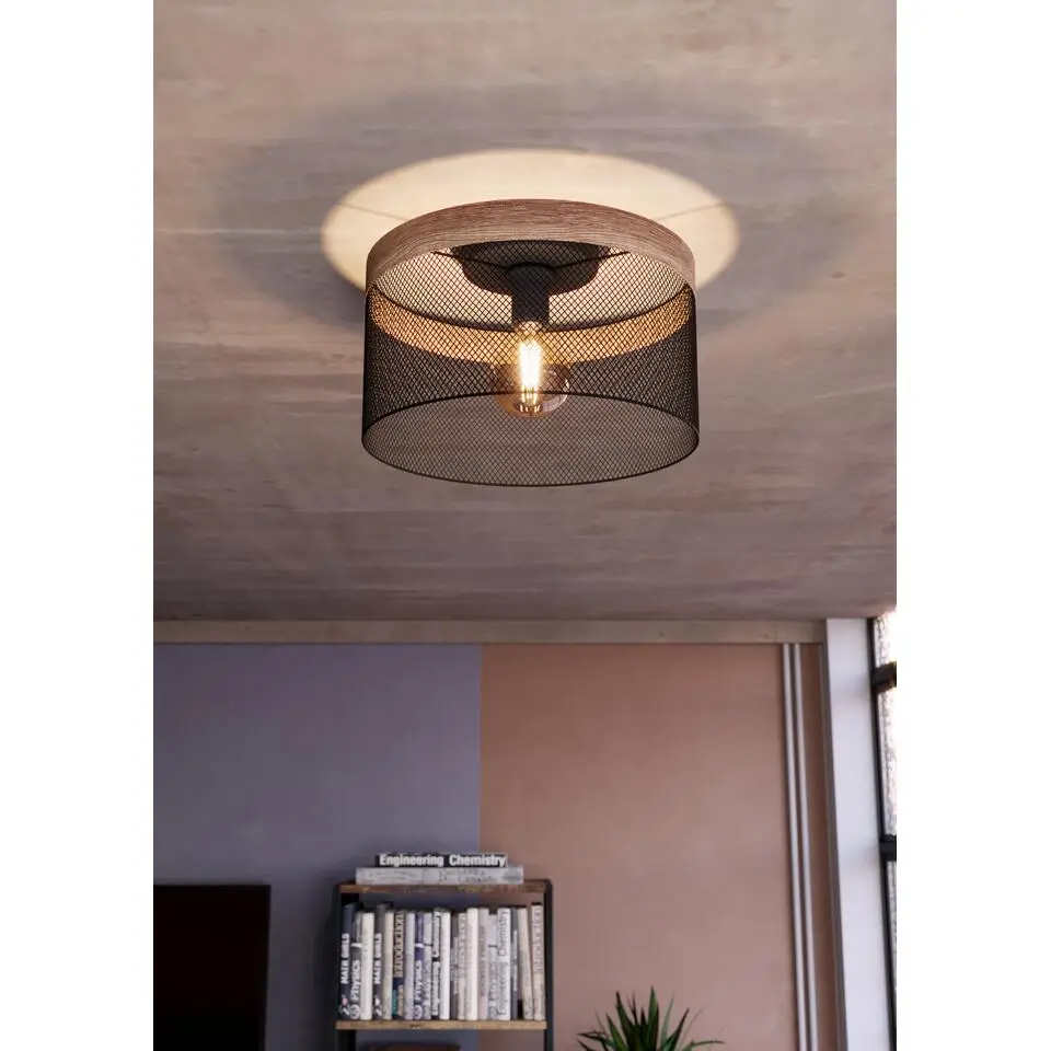 EGLO Kilnsdale Plafondlamp - E27 - &Oslash; 38 cm - Zwart/Bruin