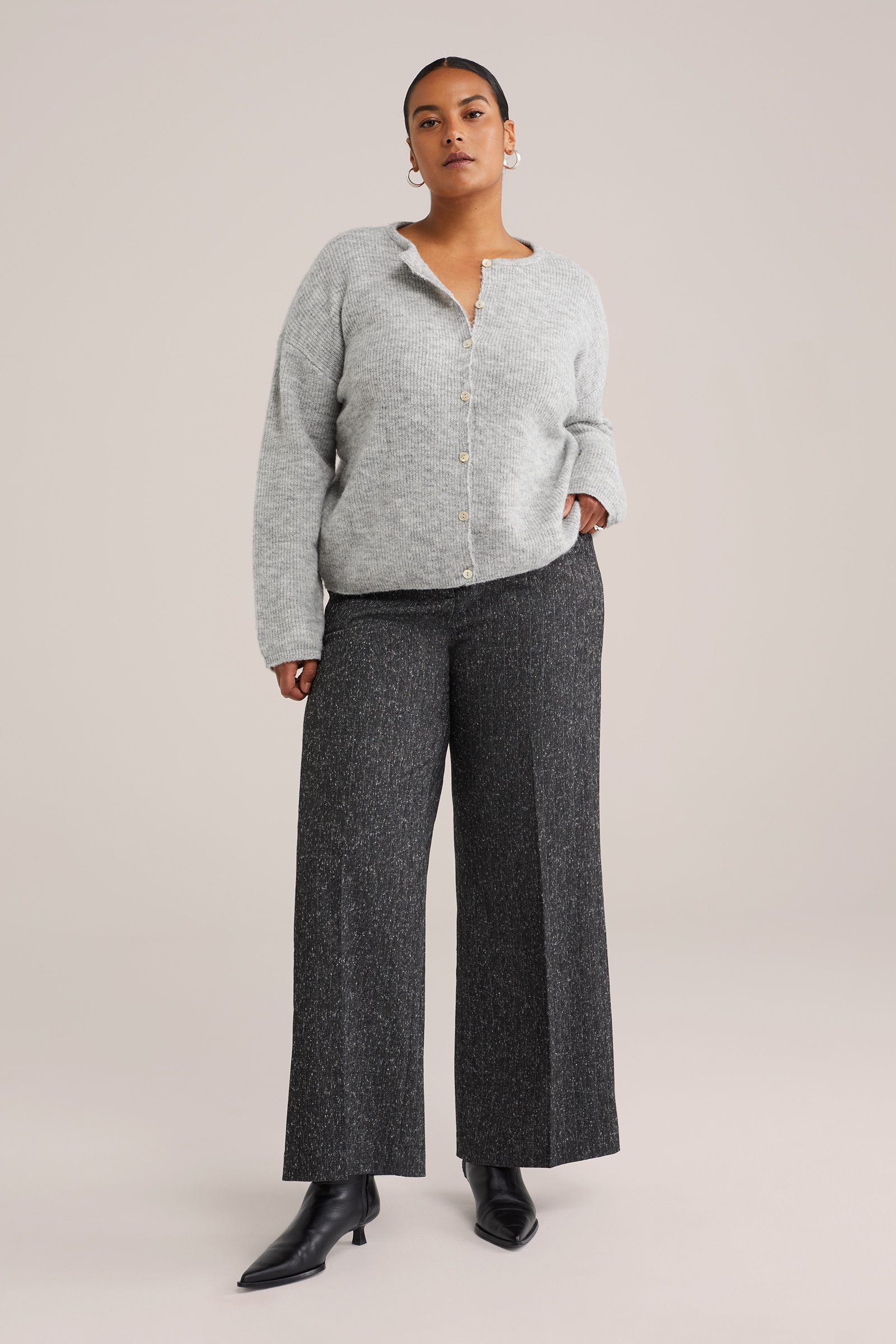 Dames wide leg pantalon met structuur - Curve
