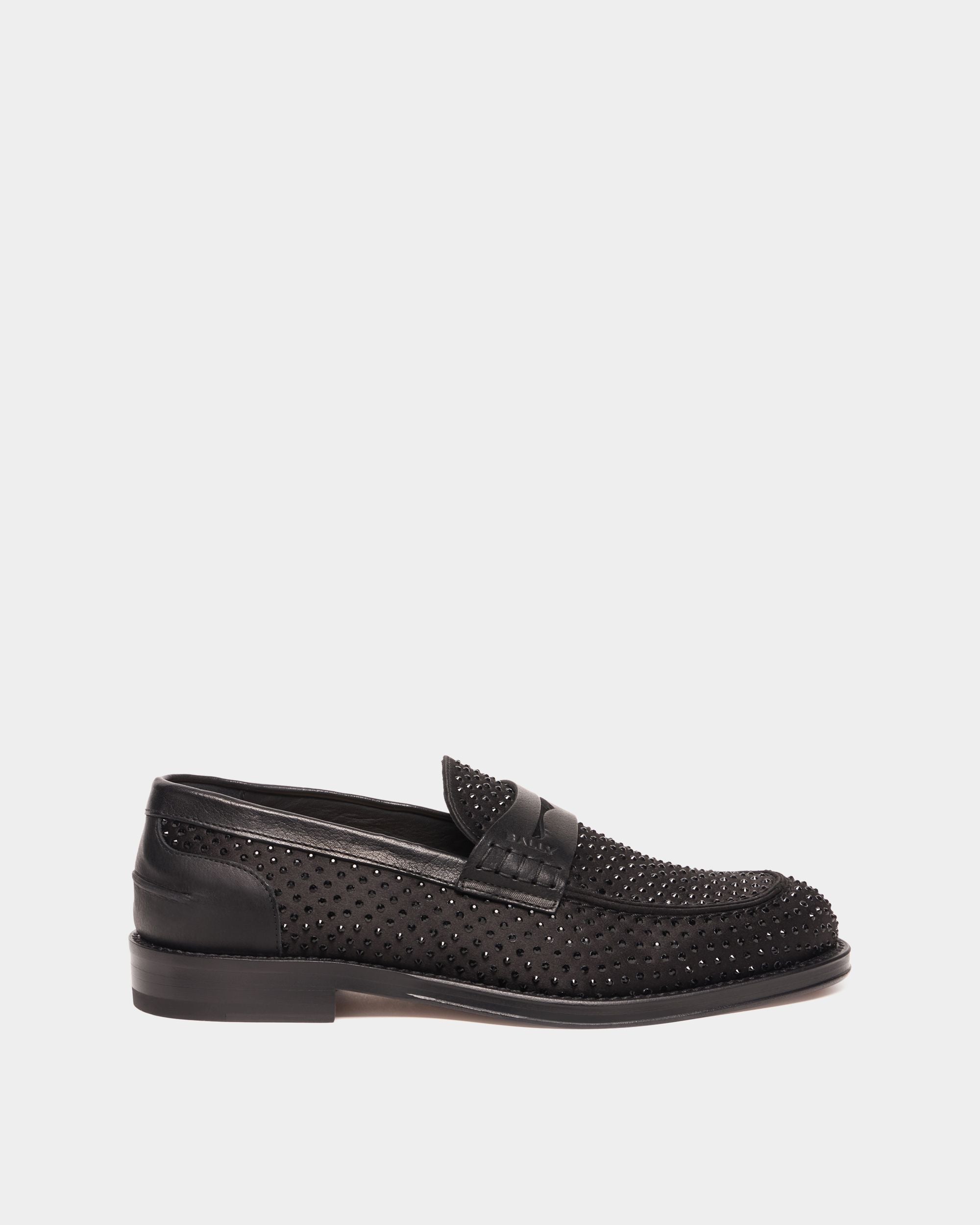 Flair Loafer aus schwarzem Gewebe mit Strasssteinen