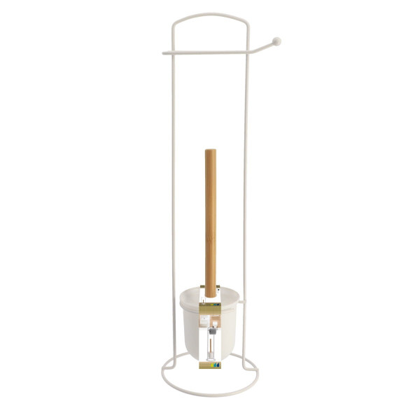 Stojak na papier szczotka toaletowy WC 2w1 biała nowoczesna 58,5 cm