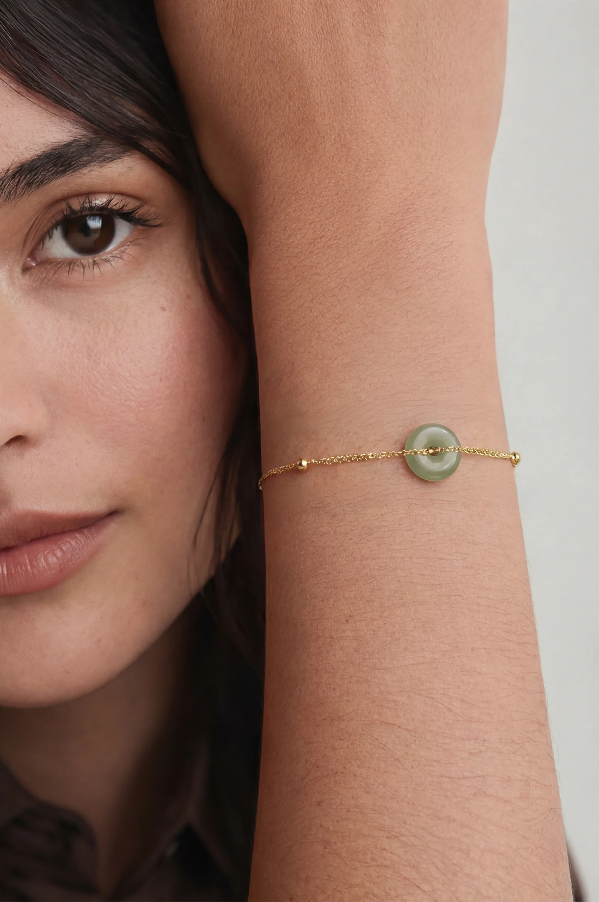 Coin — Green Jade Gold Bracelet