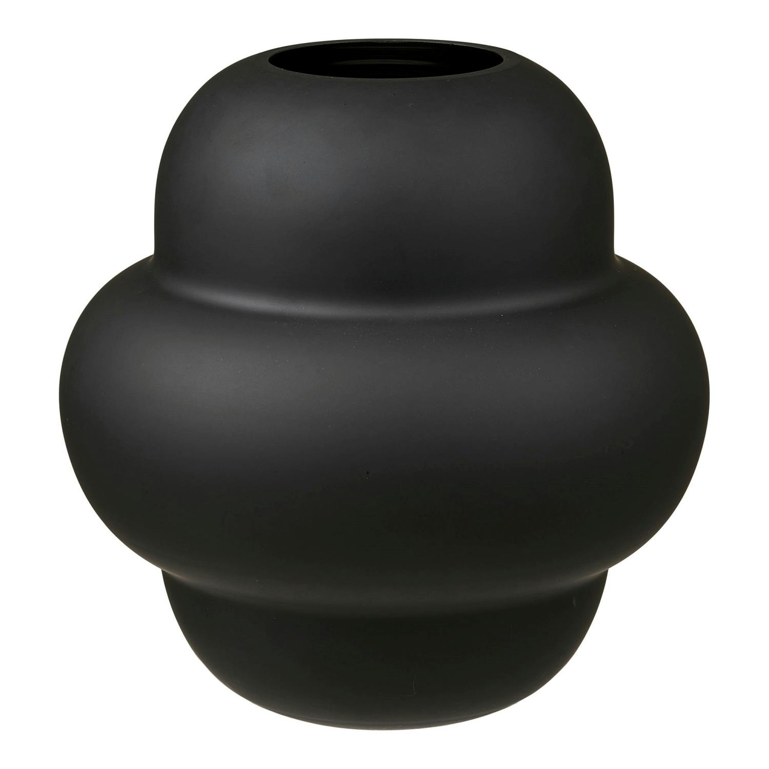 Vase design galbé en verre noir