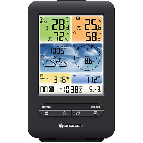 Centrale météo Professional WIFI couleur 5-en-1 Verticale BRESSER