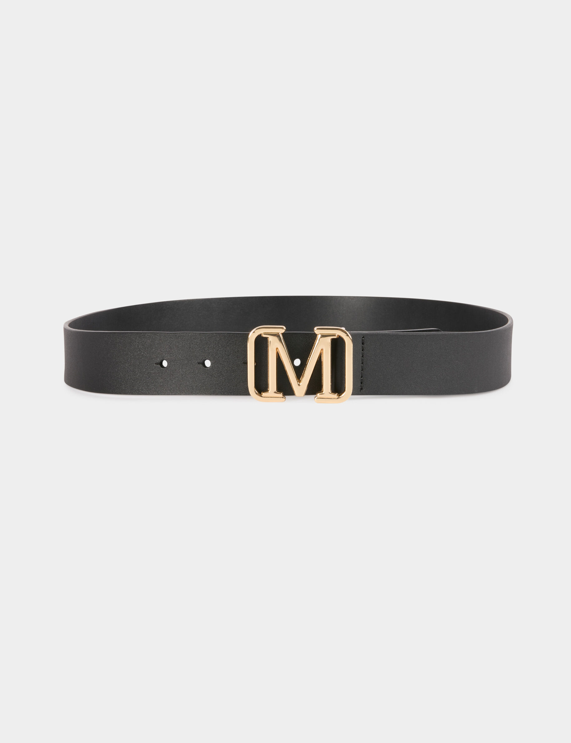 Wide Faux Leather Belt Black Women