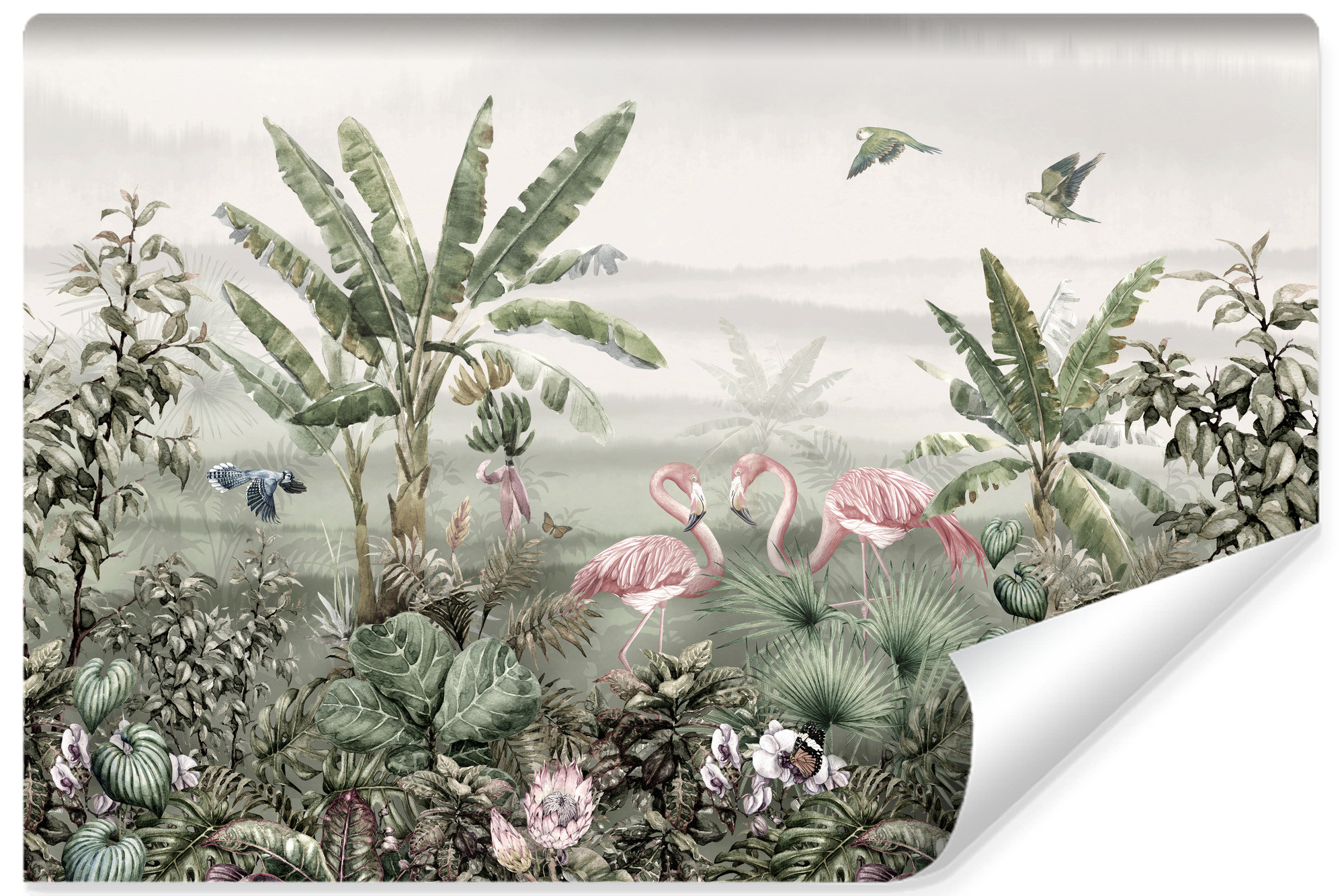 Fototapeta Flamingi Pośród Egzotycznych Roślin 90x60cm
