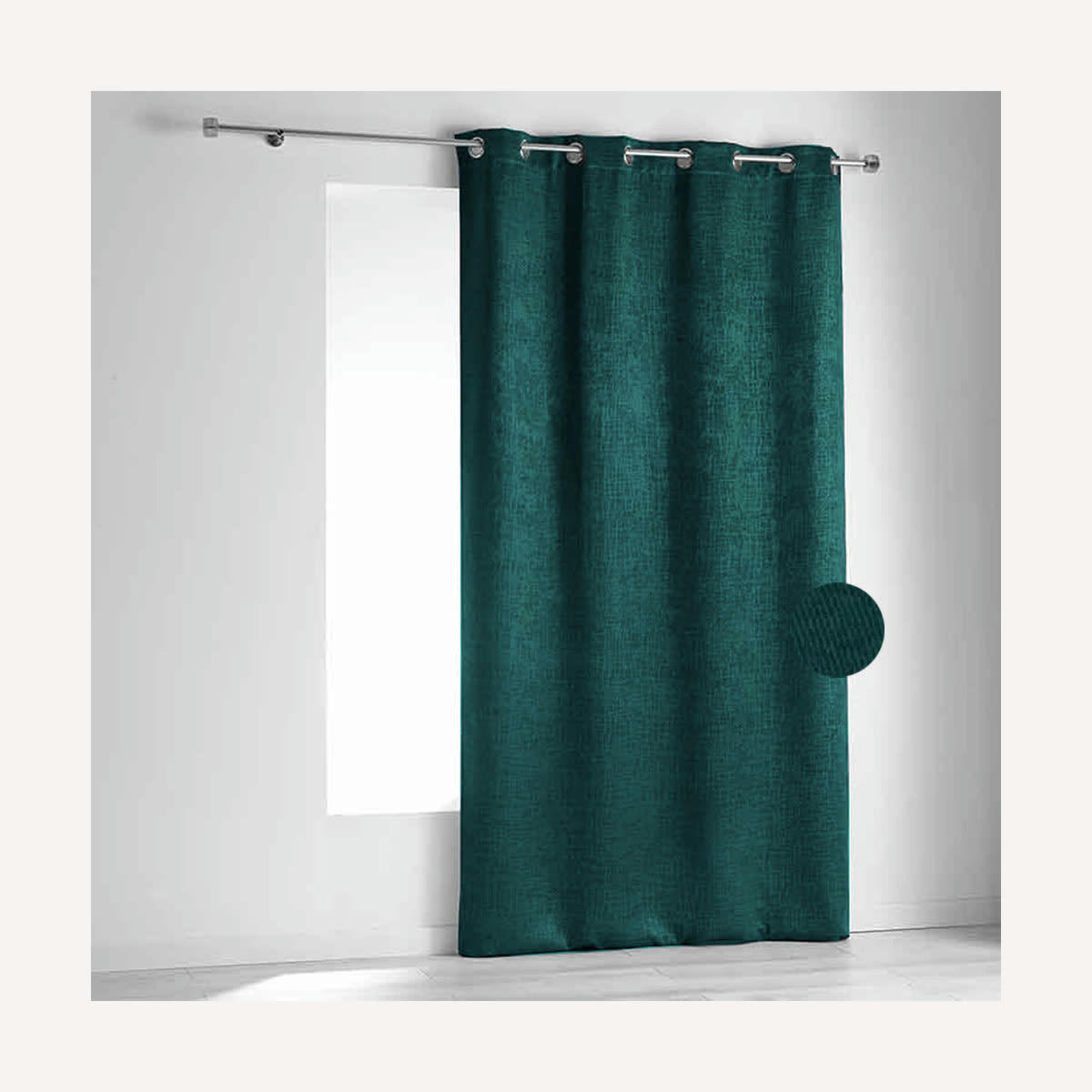- Rideau  en velours fiore polyester/velours bleu canard 140x260 cm