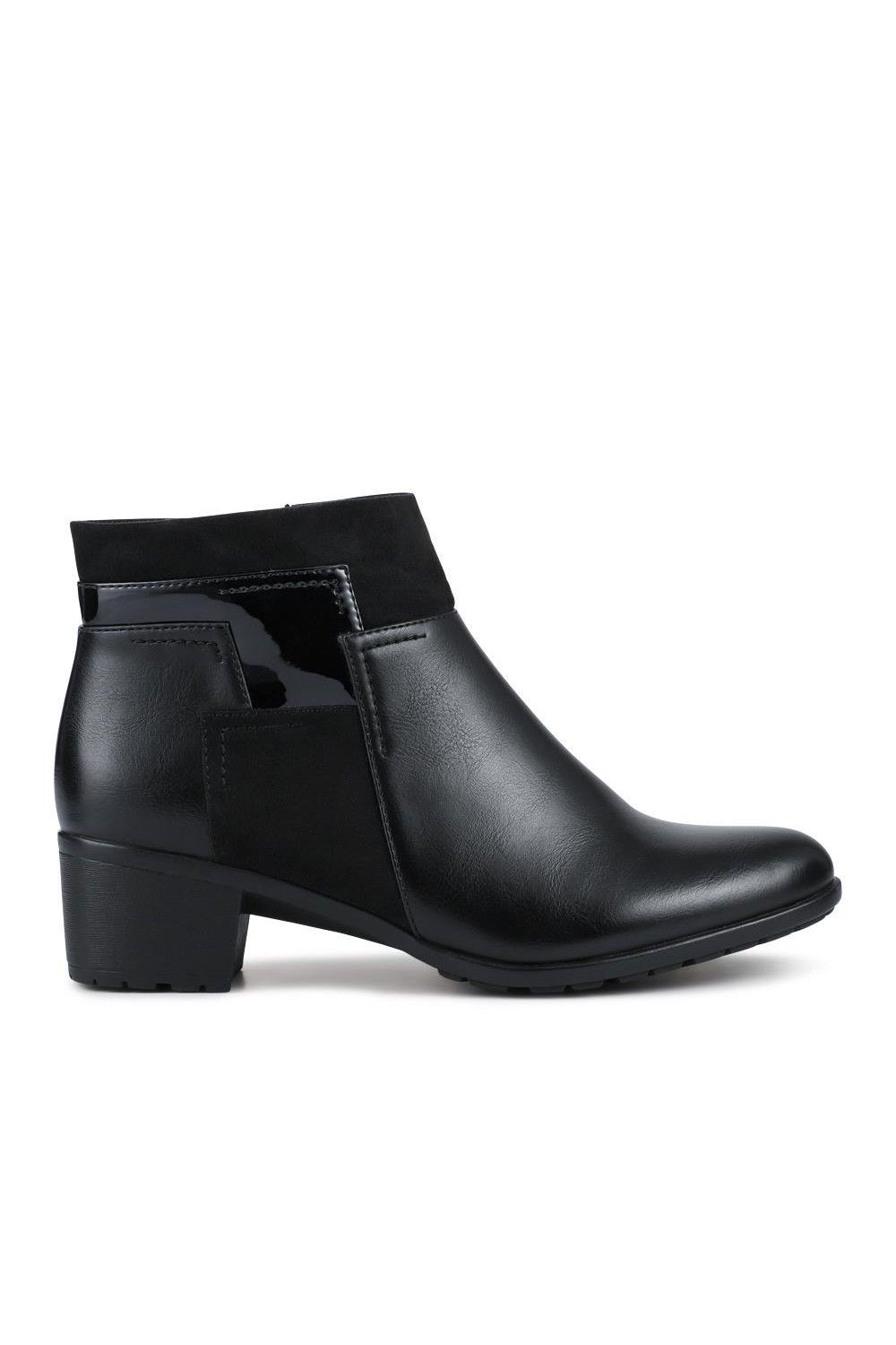 Pavers Block Heel Ankle Boots With Inside Zip