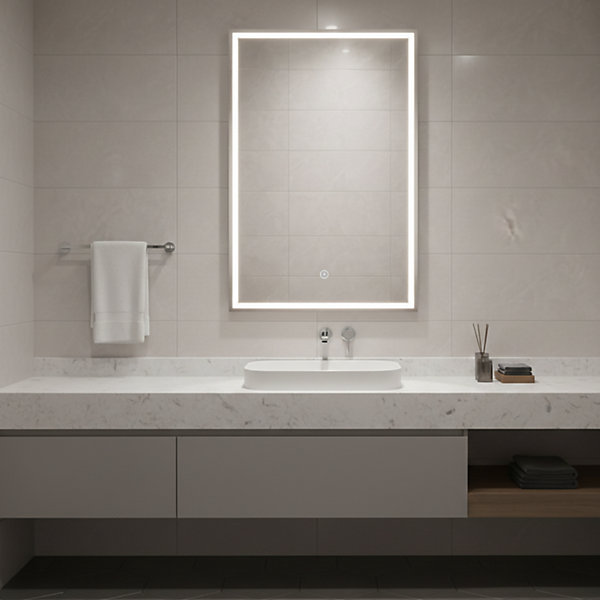 Miroir LED rectangulaire - 50 x 70 cm - éclairage LED en façade - NéRIA