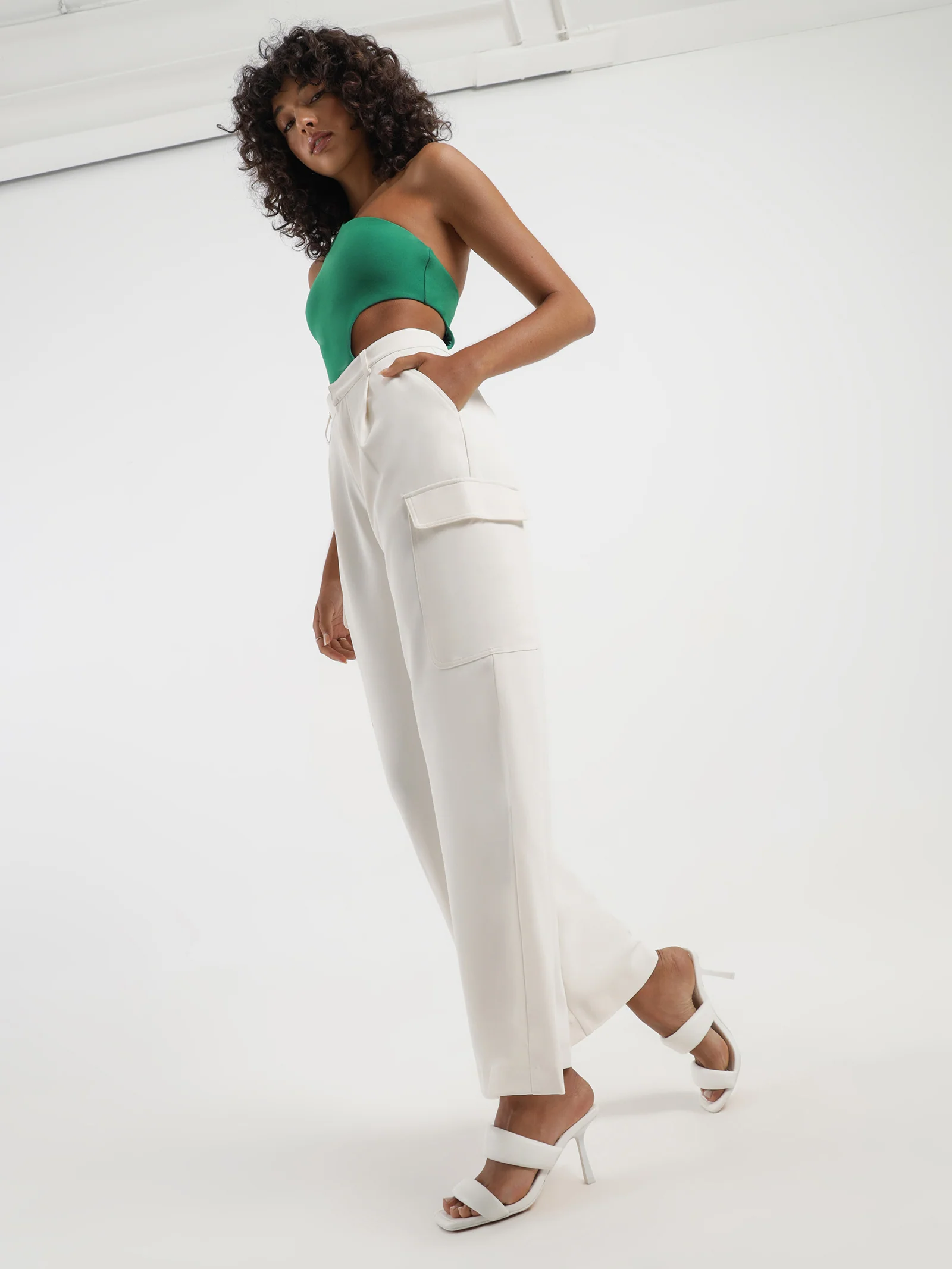 Edwina Wide-Leg Twill Cargo Pants