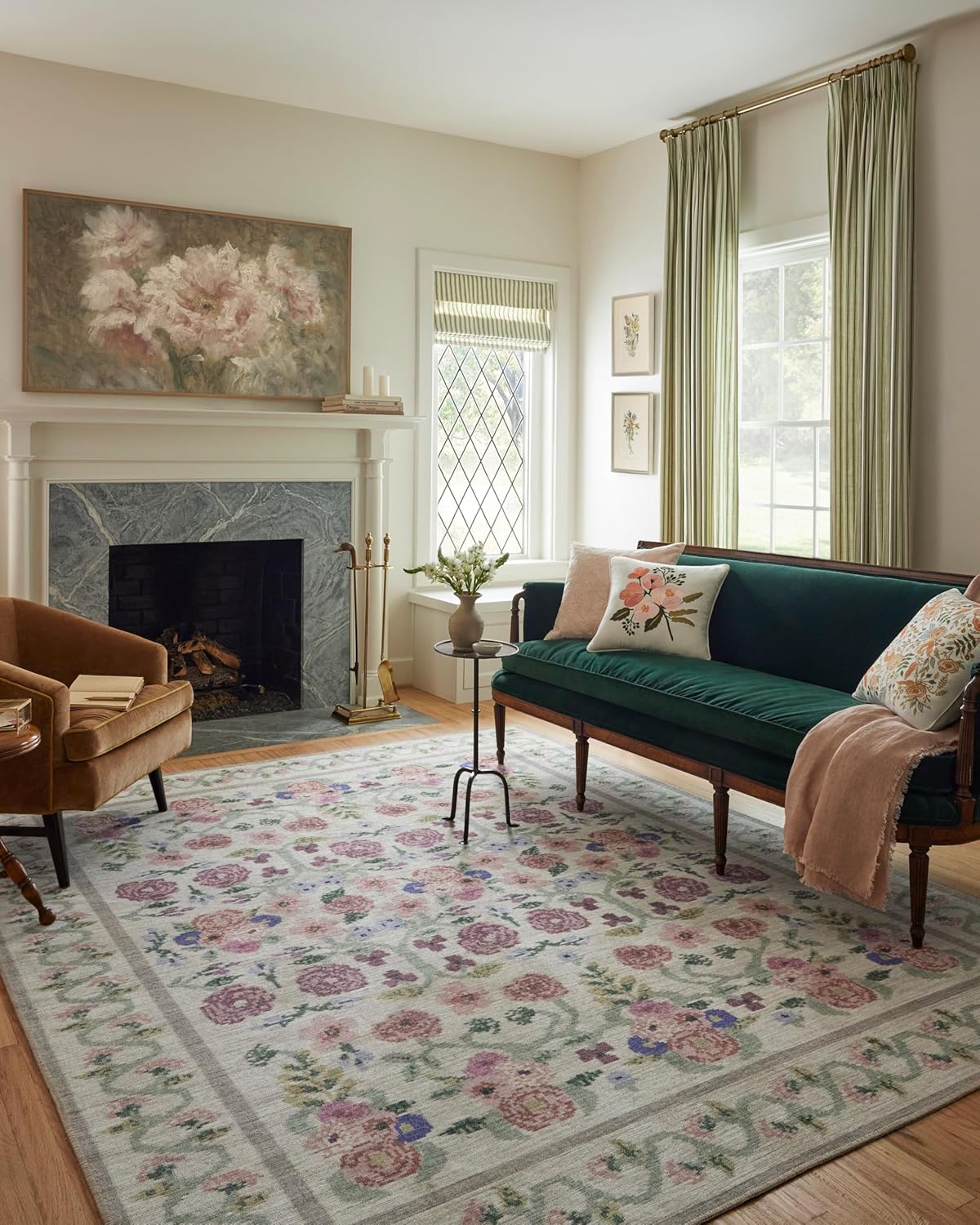 Loloi Rifle Paper Co. Rosa Collection RSA-01 Ivory 7'-6 x 9'-6 Area Rug