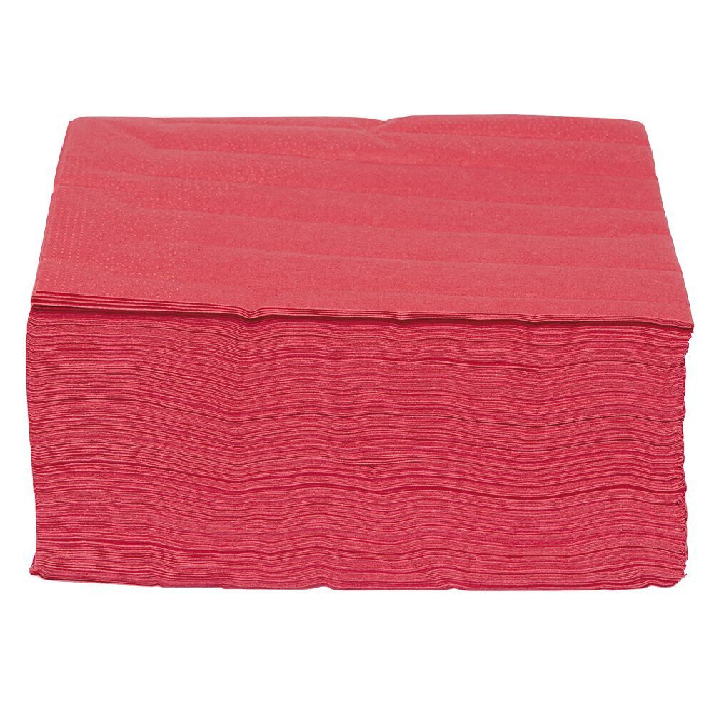 Serviette en papier ouate rouge 2 plis 33x33cm x100