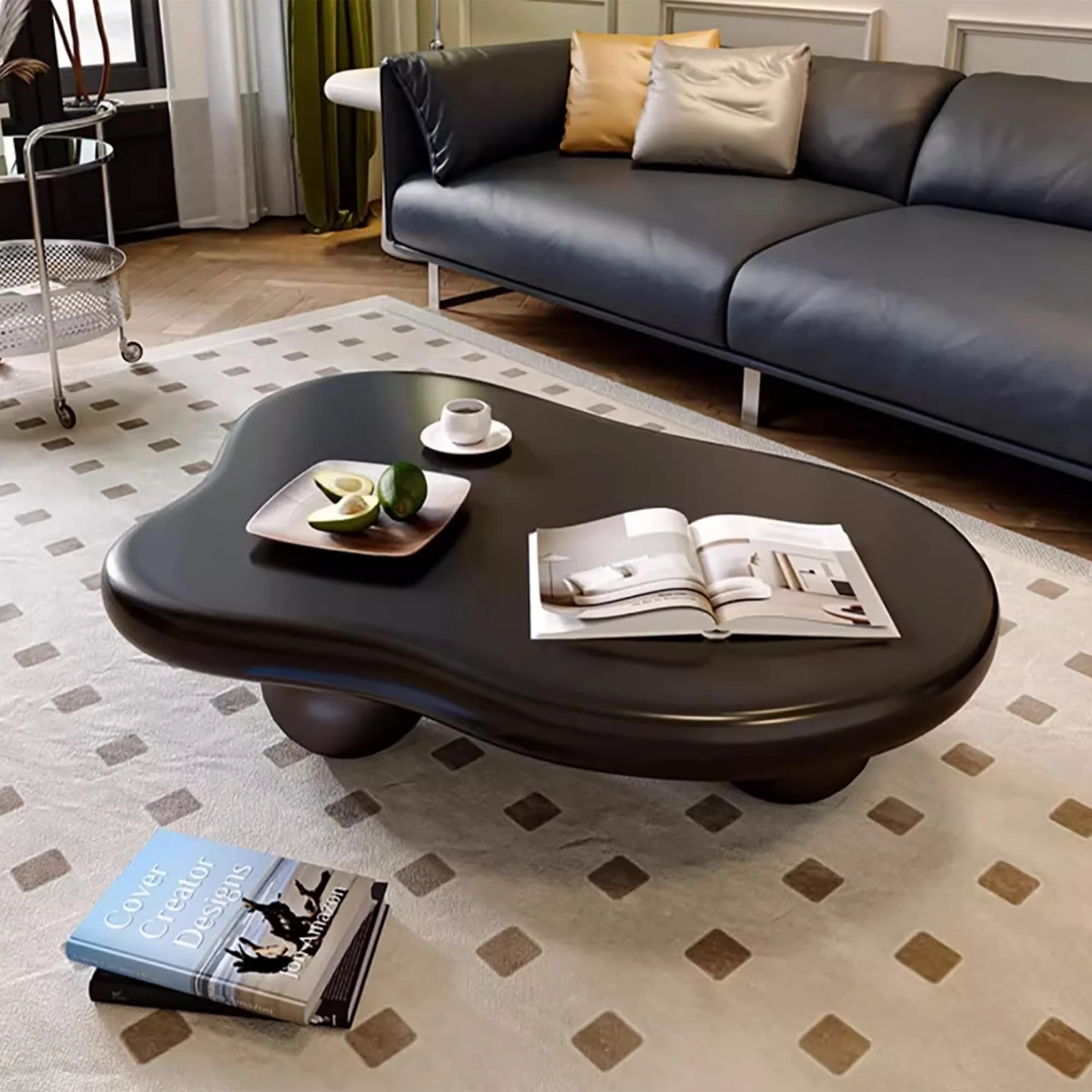 48 Modern Coffee Table, Cloud Shaped, Wood