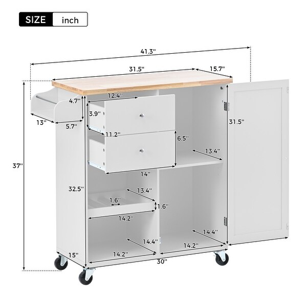 Kitchen Cart with Spice Rack,Towel Rack and Drawers