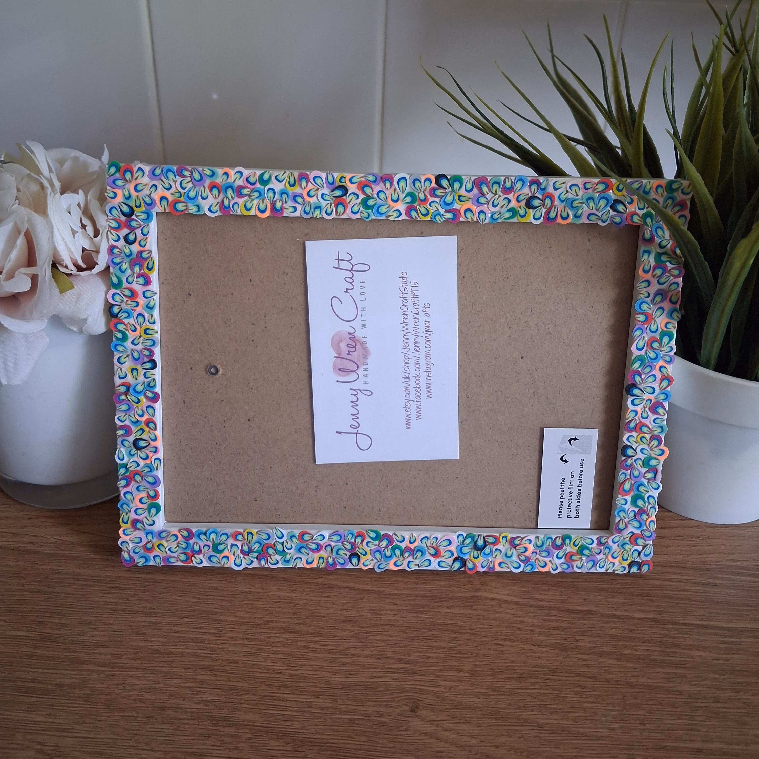 Colourful Feather Clay Slices Photo Frame 5 x 7 inches