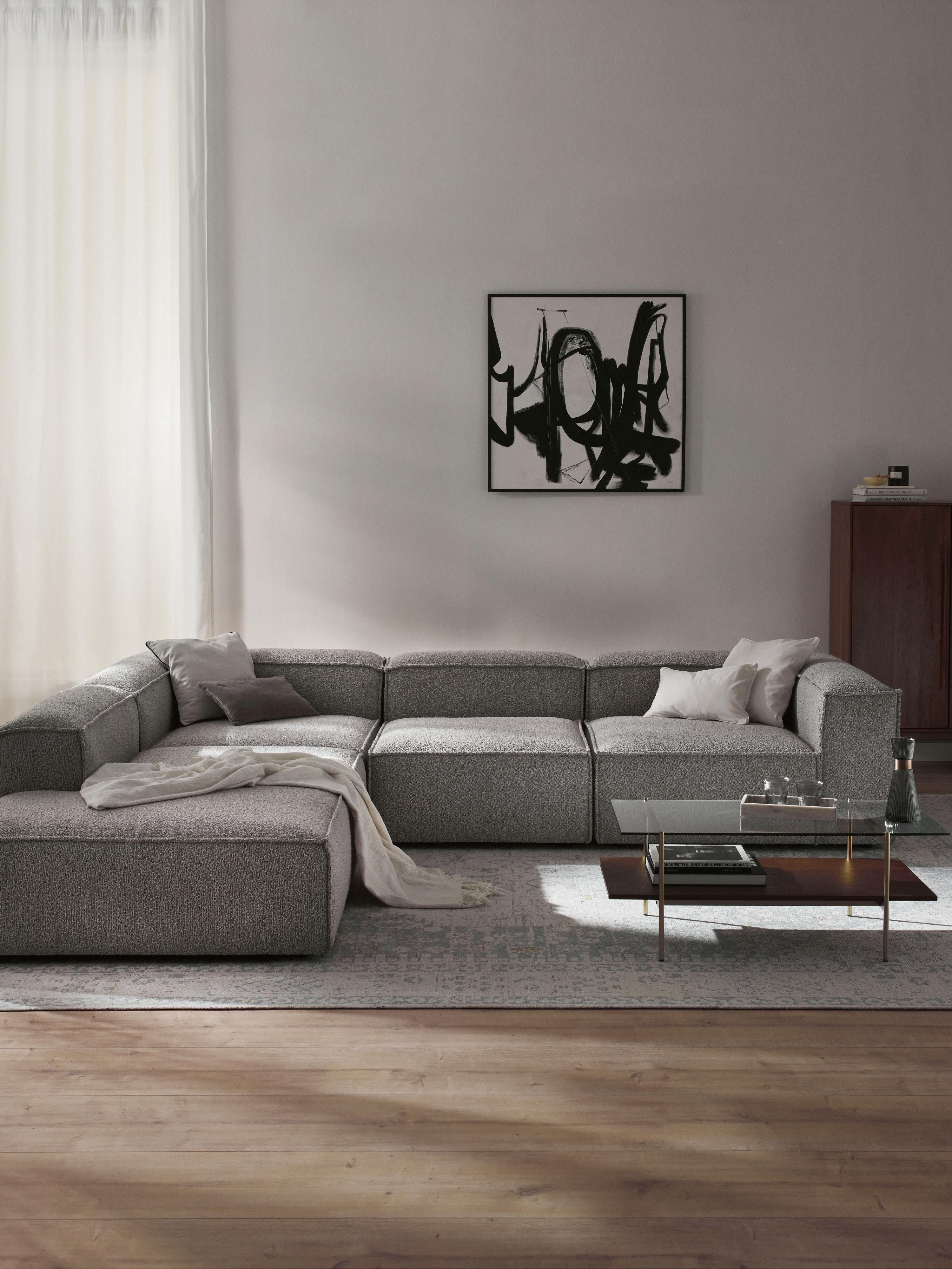 Modulares XL-Ecksofa Lennon (4-Sitzer) aus Bouclé